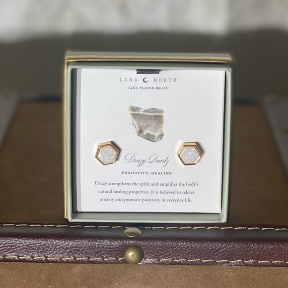 Luna Norte Druzy Quartz Earrings - Picture 2 of 4
